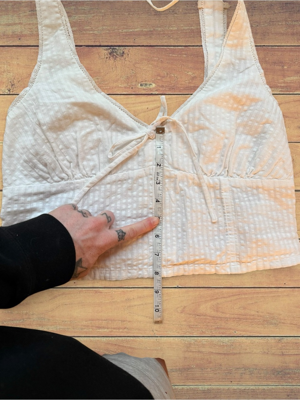 NWOT AE Tie Shoulder Corset White Tank Top Crop - Picture 5 of 6
